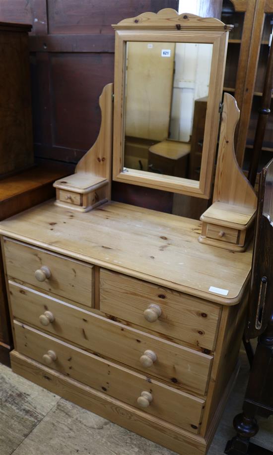 Pine mirrored chest of drawers